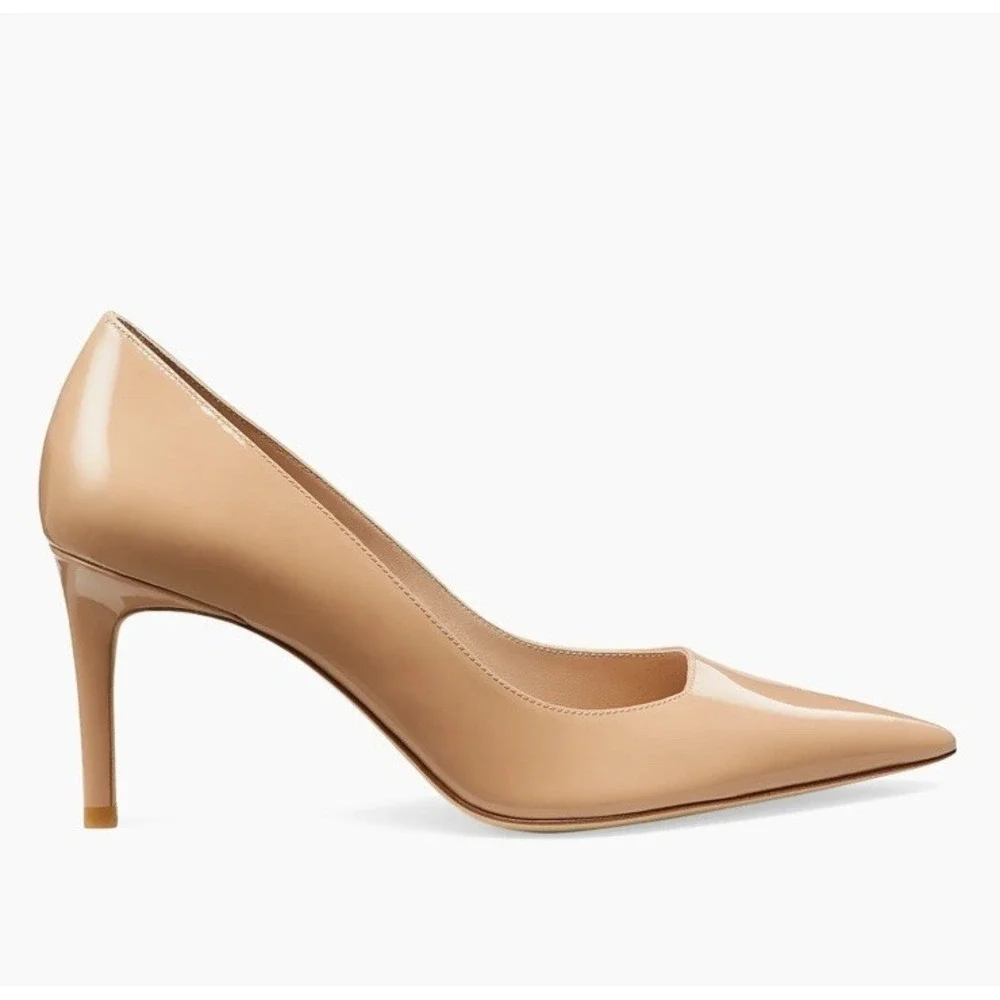 New sz 4.5 Stuart Weitzman Stuart Power 75 Nude Patent Pointed Toe Pump Shoes